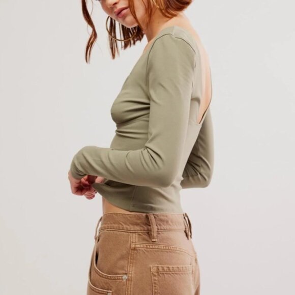 NWT Free People Duo Corset Long Sleeve Top in Light Sand Size M - Picture 8 of 8
